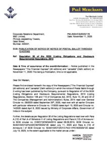 Reg 30 disclosure for After Notice | Paul Merchants